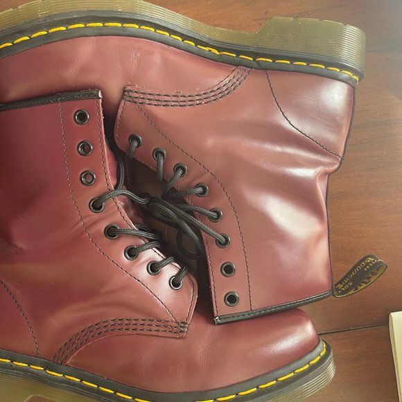 Doc Martens 1460 Smooth Leather Lace-Up Boots - Cherry Red - Picture 5 of 8